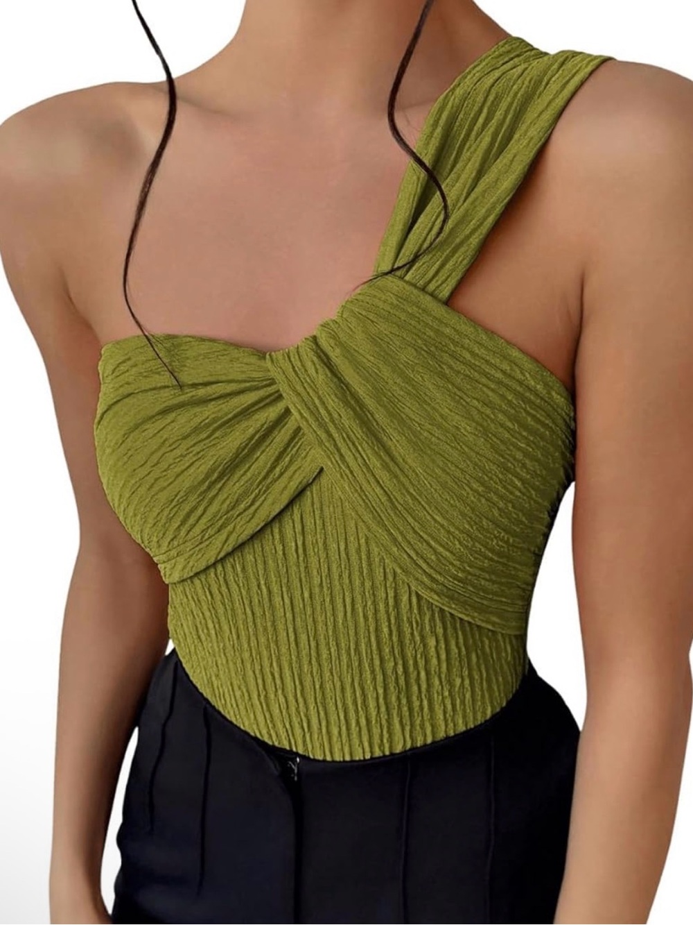 Twist Front One-Shoulder Bodysuit